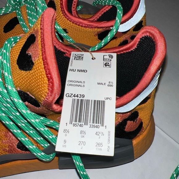 Adidas x Pharrell collab HMD HU animal print orange leopard size 9 men’s 10.5 - Picture 9 of 14